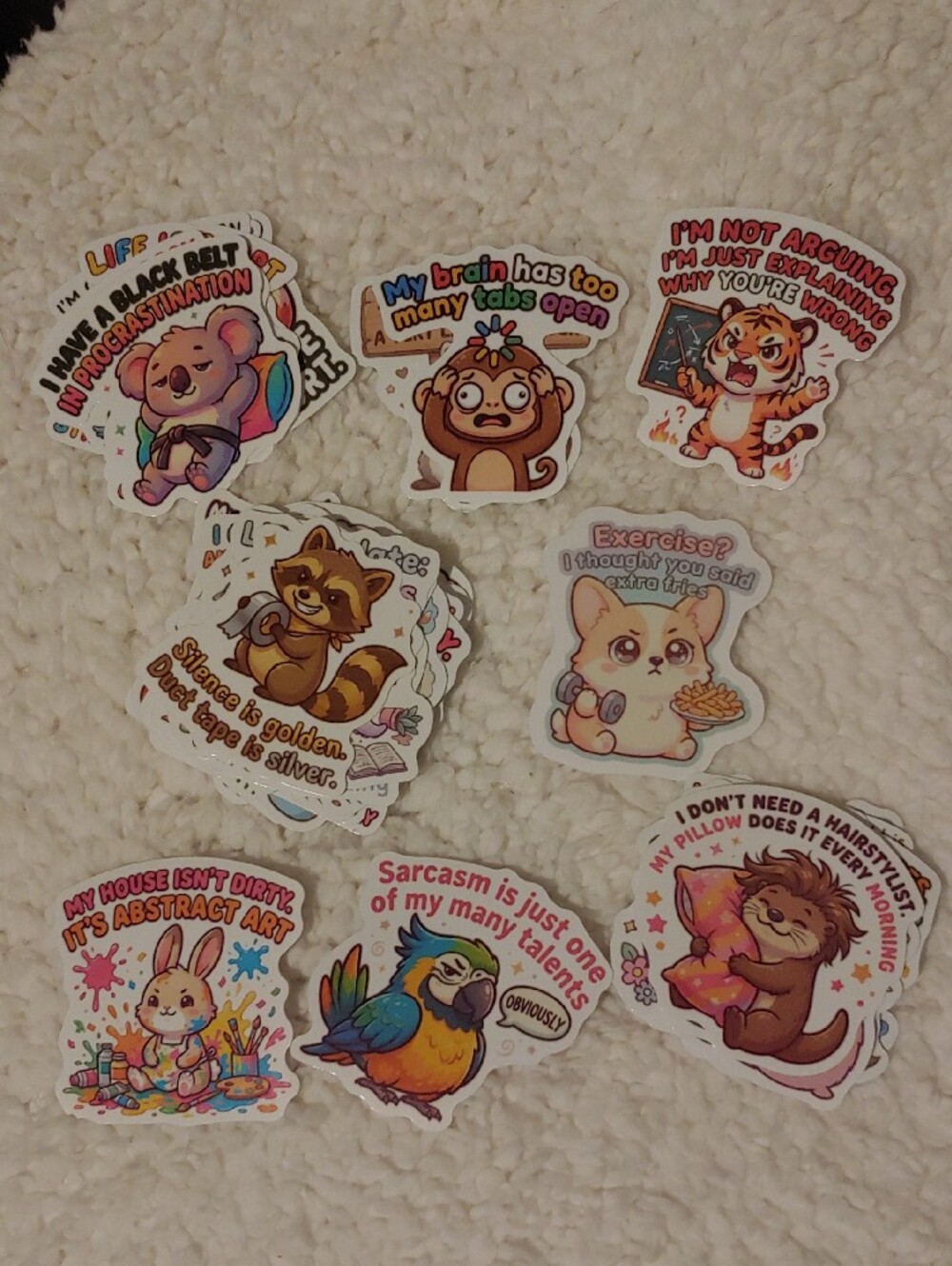 50pc Funny Animal Stickers - Humorous Sayings - New